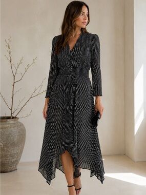 beige chiffon dress with sleeves Anitta tiered maxi | Dress or everyday outings fitted column Color:BUTTER BLOSSOM POLKA DOT Cheap Multiway African Green